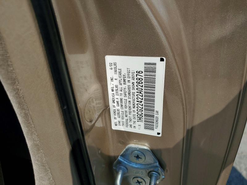 63914206 :رقم المزاد ، 1HGCG22422A026876 vin ، 2002 Honda Accord مزاد بيع