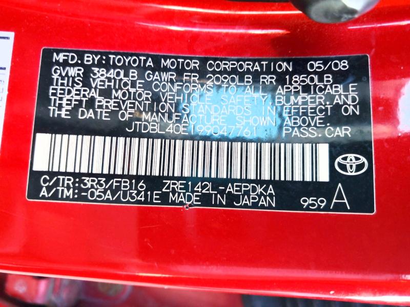 Продаж на аукціоні авто 2009 Toyota Corolla, vin: JTDBL40E199047761, номер лоту: 66094816