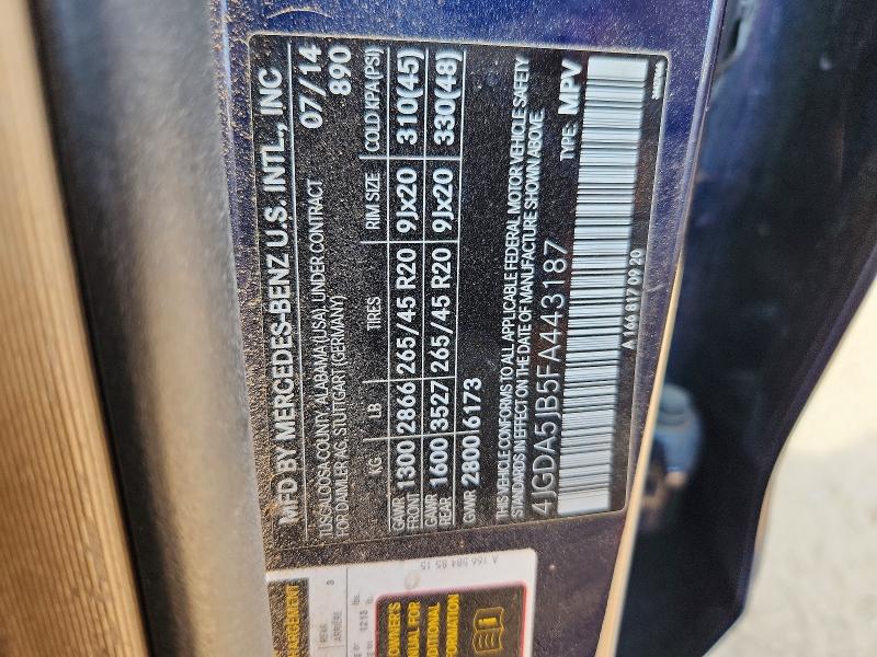 66359676 :رقم المزاد ، 4JGDA5JB5FA443187 vin ، 2015 Mercedes-benz Ml مزاد بيع