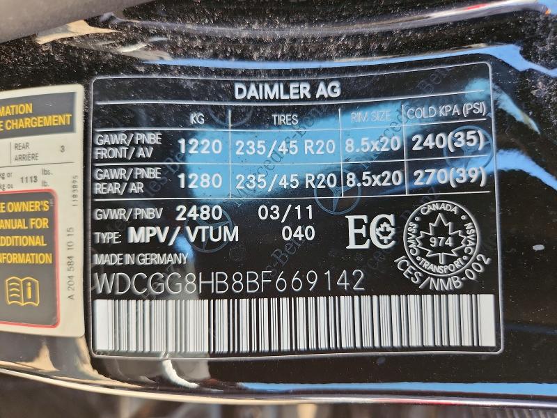 65574866 :رقم المزاد ، WDCGG8HB8BF669142 vin ، 2011 Mercedes-benz Glk مزاد بيع
