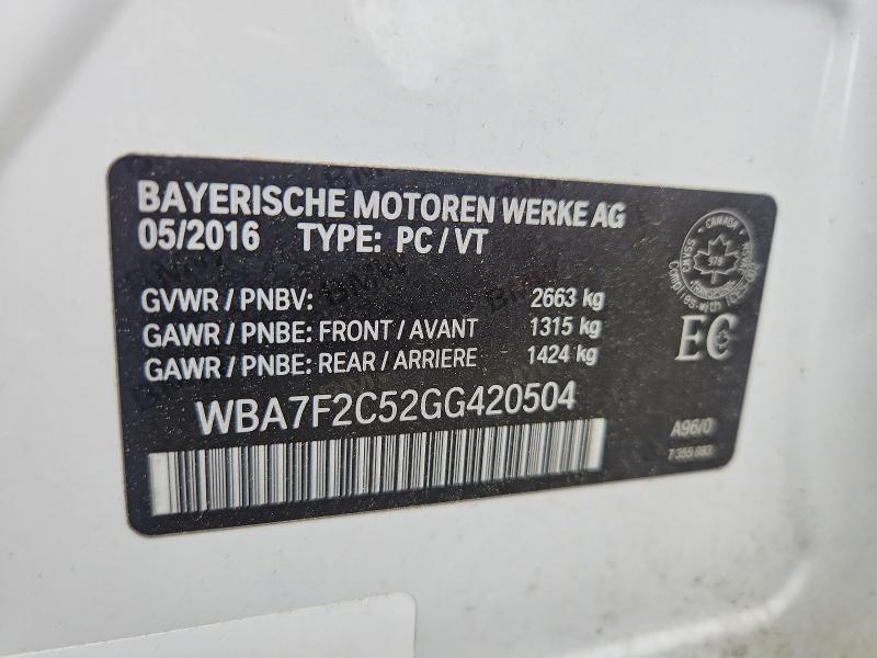 66507206 :رقم المزاد ، WBA7F2C52GG420504 vin ، 2016 Bmw 750 مزاد بيع