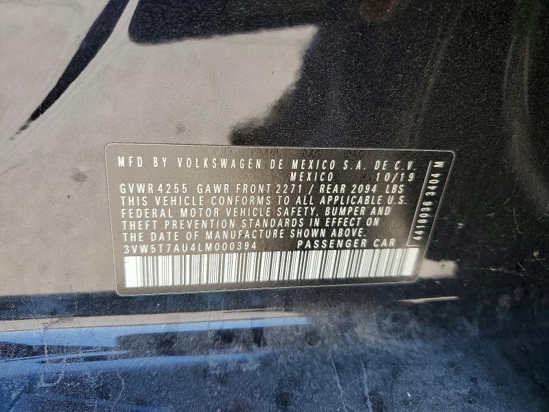 2020 Volkswagen Gti მანქანა იყიდება აუქციონზე, vin: 3VW5T7AU4LM000394, აუქციონის ნომერი: 63010876