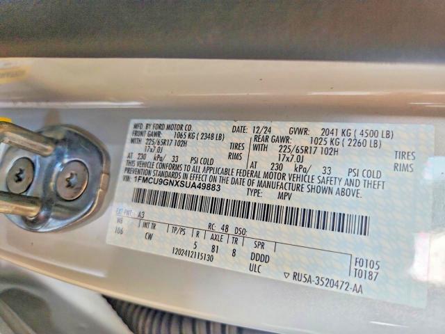 Auction sale of the 2025 Ford Escape, vin: 1FMCU9GNXSUA49883, lot number: 65114886
