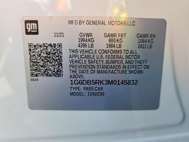 2021 Cadillac Ct4 მანქანა იყიდება აუქციონზე, vin: 1G6DB5RK3M0145832, აუქციონის ნომერი: 65267476