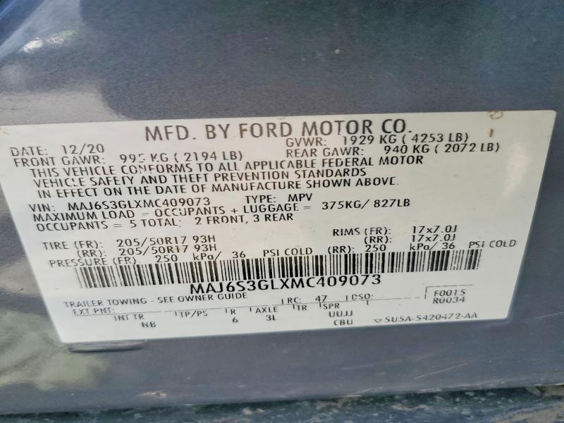Продаж на аукціоні авто 2021 Ford Ecosport, vin: MAJ6S3GLXMC409073, номер лоту: 66372176