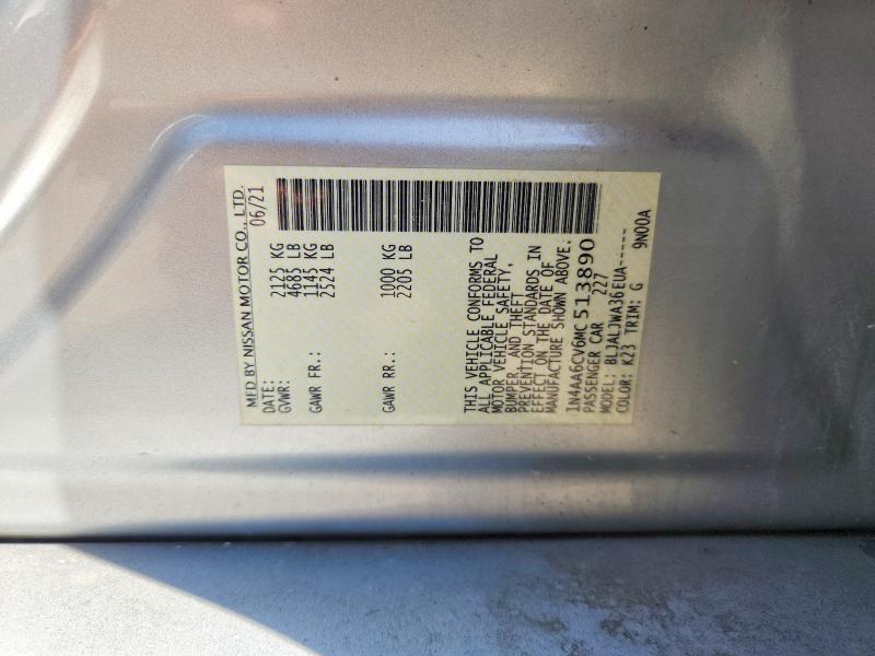 2021 Nissan Maxima მანქანა იყიდება აუქციონზე, vin: 1N4AA6CV6MC513890, აუქციონის ნომერი: 65910096