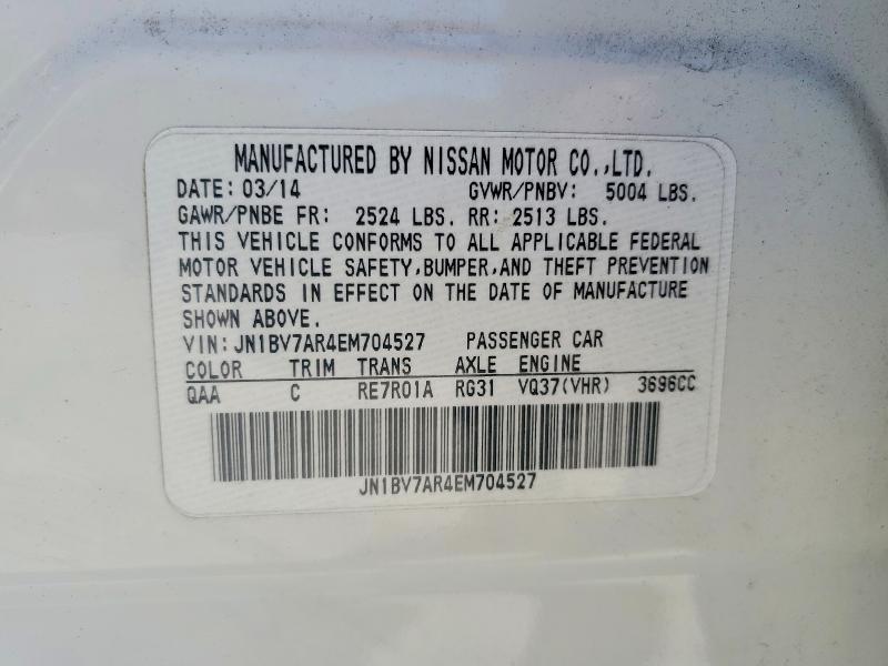 63963666 :رقم المزاد ، JN1BV7AR4EM704527 vin ، 2014 Infiniti Q50 مزاد بيع