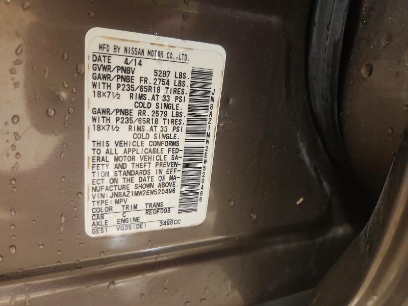 Продажа на аукционе авто 2014 Nissan Murano, vin: JN8AZ1MW2EW520496, номер лота: 63472406