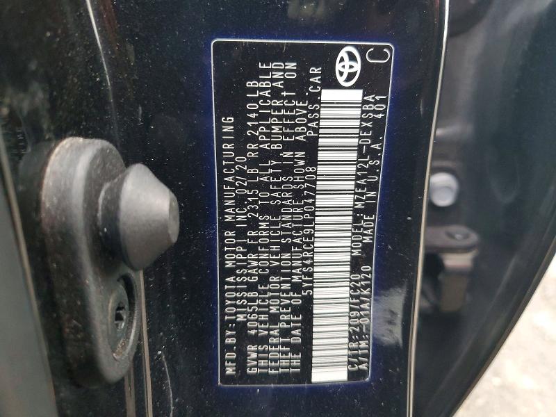 63797526 :رقم المزاد ، 5YFS4RCE9LP047708 vin ، 2020 Toyota Corolla مزاد بيع