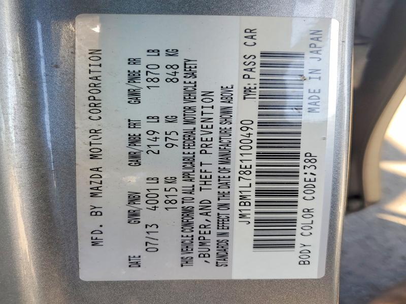 67436386 :رقم المزاد ، JM1BM1L78E1100490 vin ، 2014 Mazda 3 مزاد بيع