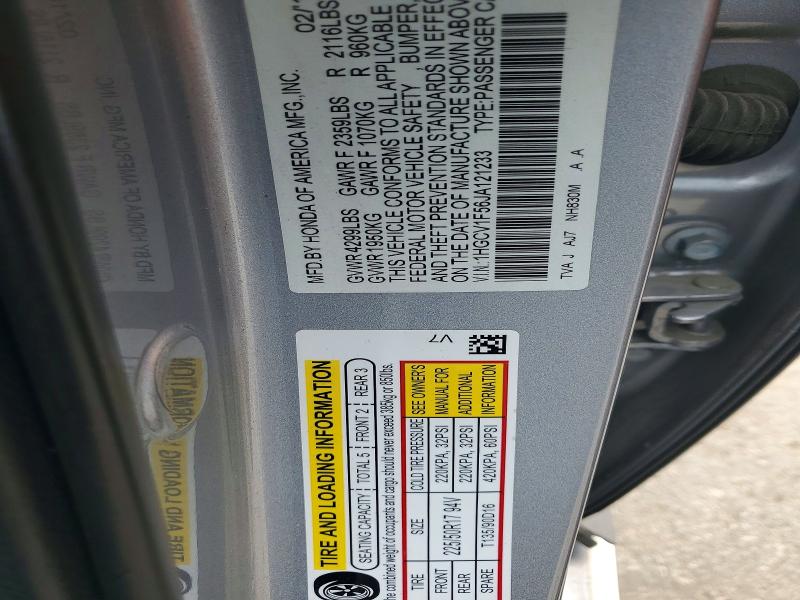 63229086 :رقم المزاد ، 1HGCV1F56JA121233 vin ، 2018 Honda Accord مزاد بيع