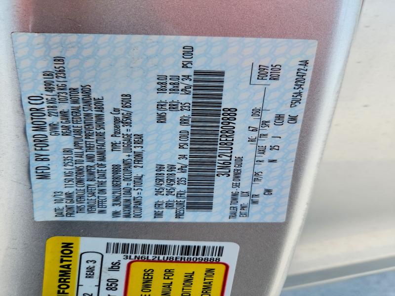Продажа на аукционе авто 2014 Lincoln Mkz, vin: 3LN6L2LU8ER809888, номер лота: 63566686