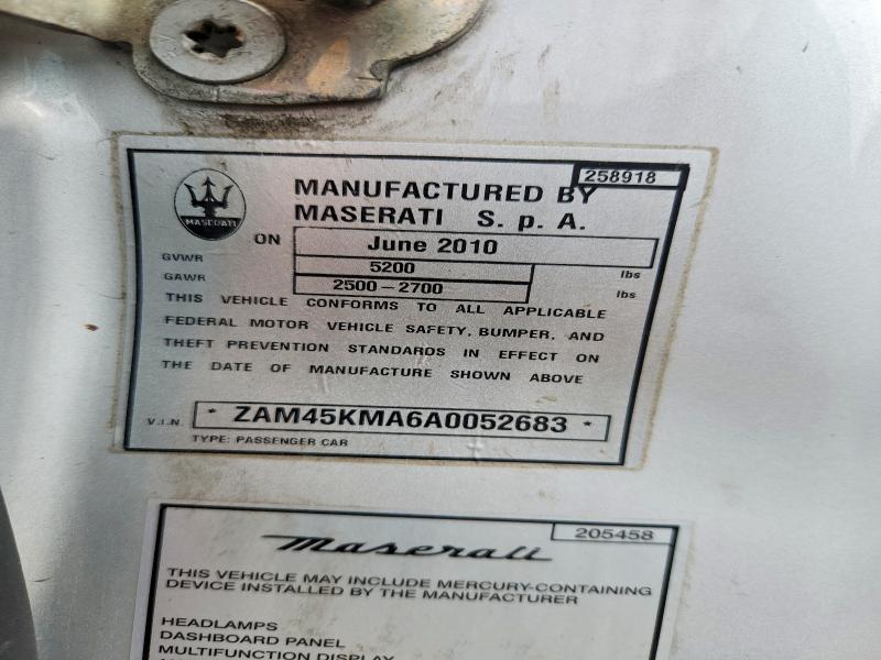 65061956 :رقم المزاد ، ZAM45KMA6A0052683 vin ، 2010 Maserati Granturismo مزاد بيع