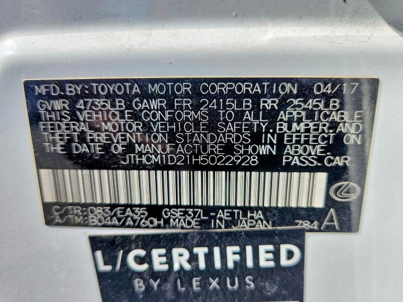 Aukcja sprzedaży 2017 Lexus Is, vin: JTHCM1D21H5022928, numer aukcji: 64496886