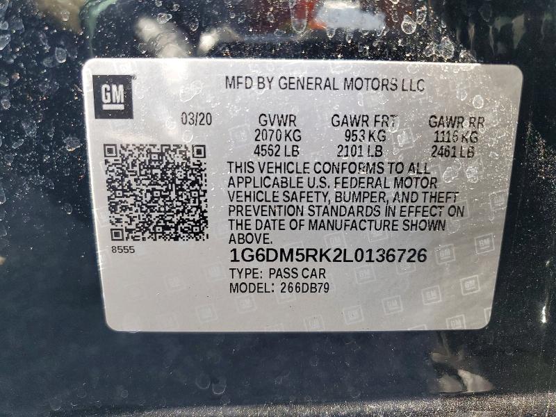 2020 Cadillac Ct5 მანქანა იყიდება აუქციონზე, vin: 1G6DM5RK2L0136726, აუქციონის ნომერი: 65554716