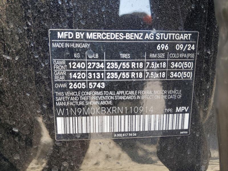 Продажа на аукционе авто 2024 Mercedes-benz Eqb, vin: W1N9M0KBXRN110914, номер лота: 63776406