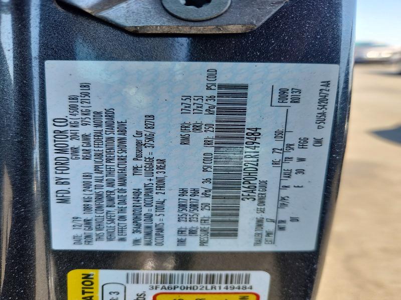 2020 Ford Fusion მანქანა იყიდება აუქციონზე, vin: 3FA6P0HD2LR149484, აუქციონის ნომერი: 64823336