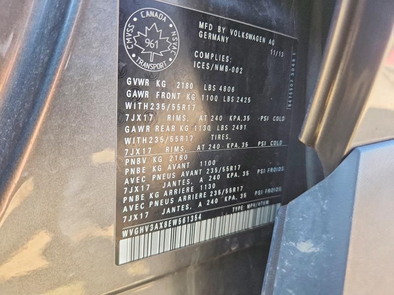 Продаж на аукціоні авто 2014 Volkswagen Tiguan, vin: WVGHV3AX8EW561354, номер лоту: 66755336