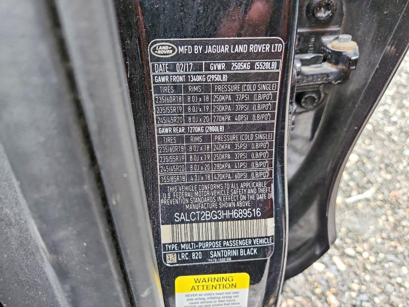 2017 Land Rover Discovery Sport მანქანა იყიდება აუქციონზე, vin: SALCT2BG3HH689516, აუქციონის ნომერი: 61018776