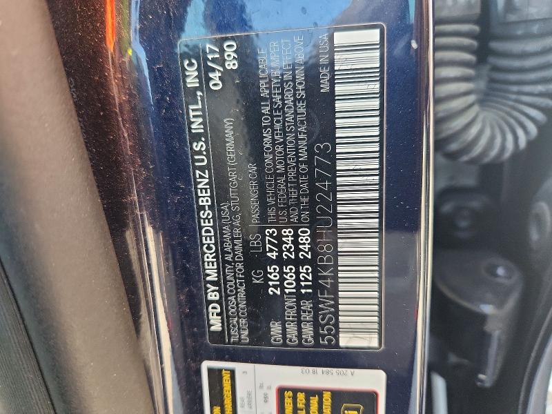 Продажа на аукционе авто 2017 Mercedes-benz C, vin: 55SWF4KB8HU224773, номер лота: 65102066