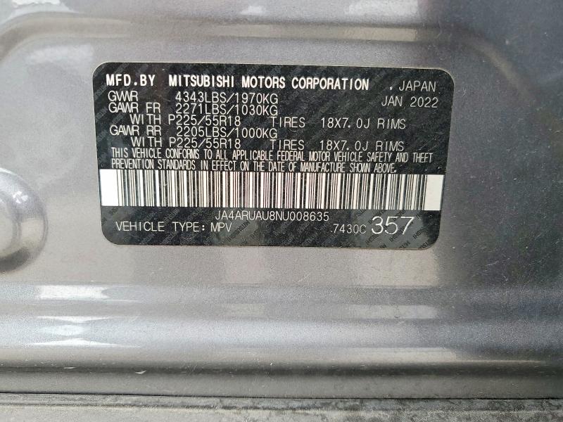 Aukcja sprzedaży 2022 Mitsubishi Outlander Sport, vin: JA4ARUAU8NU008635, numer aukcji: 64698336