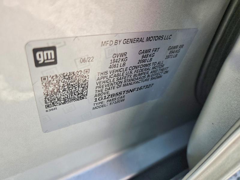 65052916 :رقم المزاد ، 1G1ZB5ST5NF167327 vin ، 2022 Chevrolet Malibu مزاد بيع