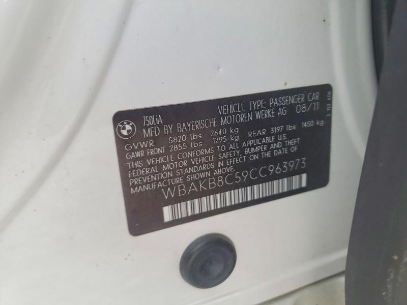 Aukcja sprzedaży 2012 Bmw 750, vin: WBAKB8C59CC963973, numer aukcji: 66827336