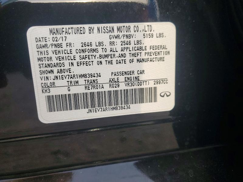 Продаж на аукціоні авто 2017 Infiniti Q50, vin: JN1EV7AR1HM839434, номер лоту: 65311316