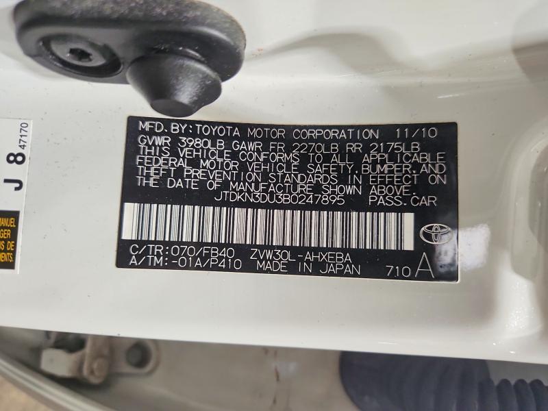 63438406 :رقم المزاد ، JTDKN3DU3B0247895 vin ، 2011 Toyota Prius مزاد بيع