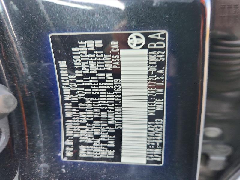 Продаж на аукціоні авто 2018 Toyota Corolla, vin: 5YFBURHE1JP816319, номер лоту: 64493706