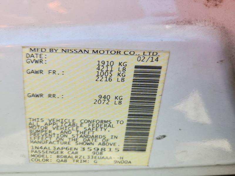 65702356 :رقم المزاد ، 1N4AL3AP6EN359815 vin ، 2014 Nissan Altima مزاد بيع