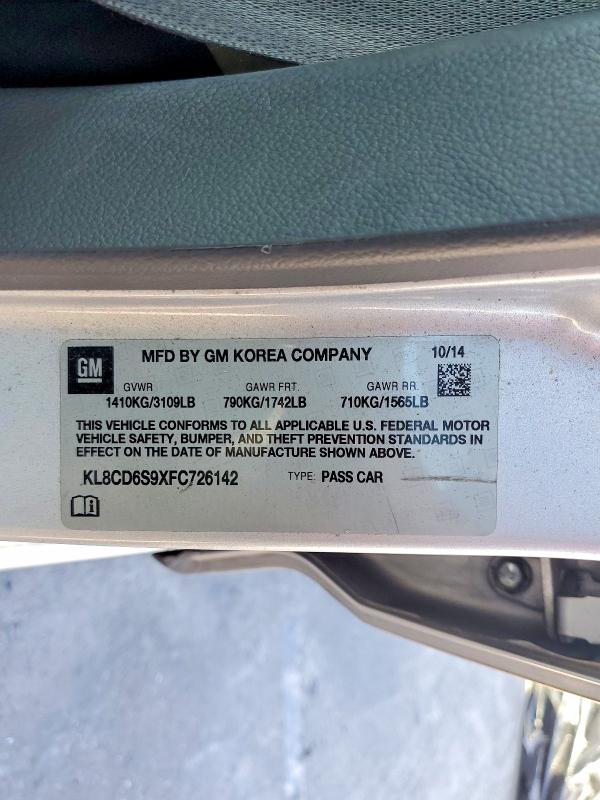 66408436 :رقم المزاد ، KL8CD6S9XFC726142 vin ، 2015 Chevrolet Spark مزاد بيع
