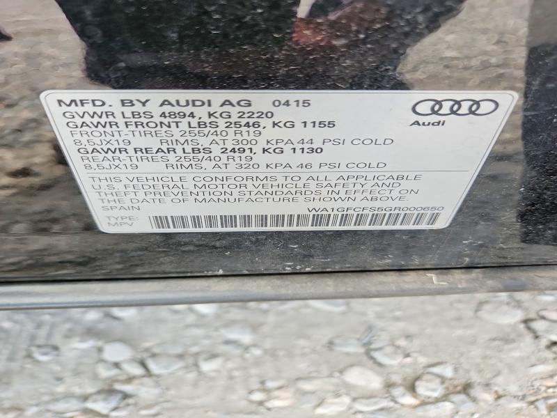 65533336 :رقم المزاد ، WA1GFCFS5GR000650 vin ، 2016 Audi Q3 مزاد بيع