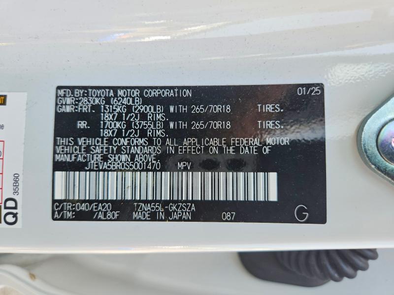 Aukcja sprzedaży 2025 Toyota 4runner, vin: JTEVA5BR0S5001470, numer aukcji: 64953646