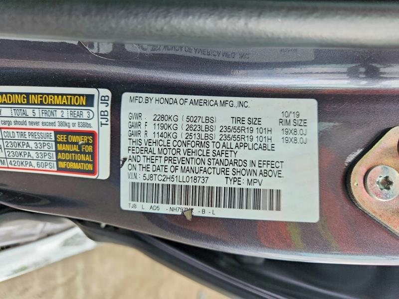Aukcja sprzedaży 2020 Acura Rdx, vin: 5J8TC2H51LL018737, numer aukcji: 65704596