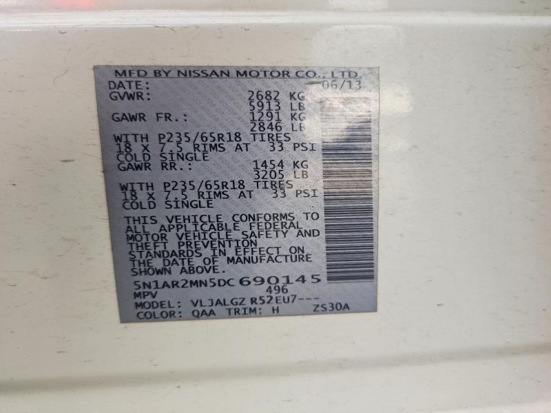 Продажа на аукционе авто 2013 Nissan Pathfinder, vin: 5N1AR2MN5DC690145, номер лота: 62943306