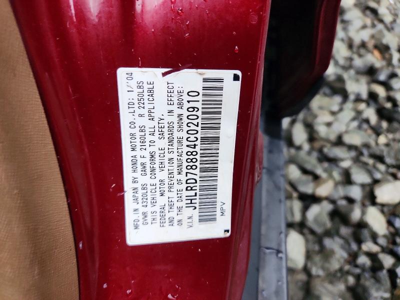Продаж на аукціоні авто 2004 Honda Cr-v, vin: JHLRD78884C020910, номер лоту: 67009106