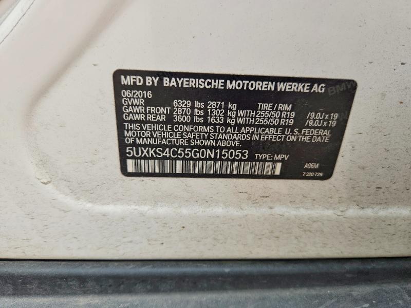 2016 Bmw X5 მანქანა იყიდება აუქციონზე, vin: 5UXKS4C55G0N15053, აუქციონის ნომერი: 63726946