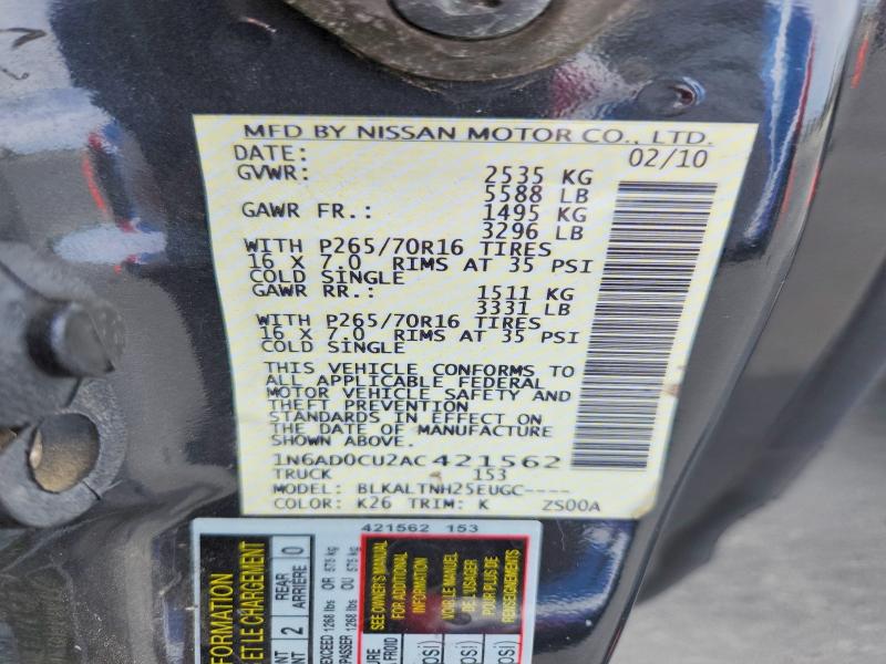 Aukcja sprzedaży 2010 Nissan Frontier, vin: 1N6AD0CU2AC421562, numer aukcji: 67013436
