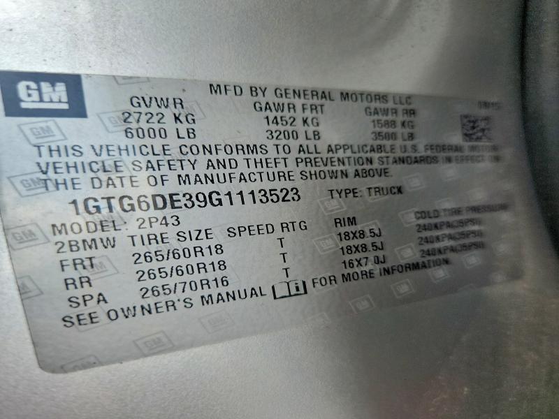 Продаж на аукціоні авто 2016 Gmc Canyon, vin: 1GTG6DE39G1113523, номер лоту: 66643216