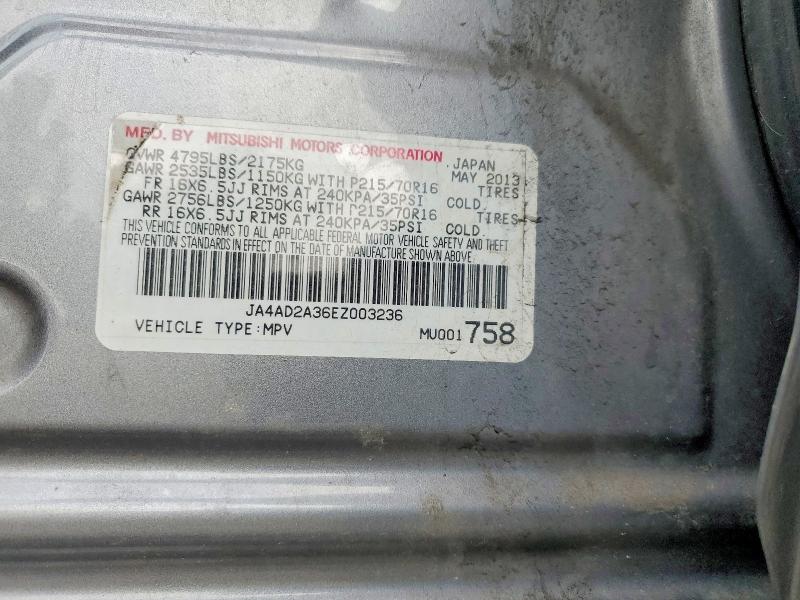 2014 Mitsubishi Outlander მანქანა იყიდება აუქციონზე, vin: JA4AD2A36EZ003236, აუქციონის ნომერი: 65939866