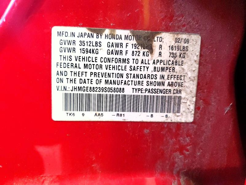 Aukcja sprzedaży 2009 Honda Fit, vin: JHMGE88239S058088, numer aukcji: 66665526