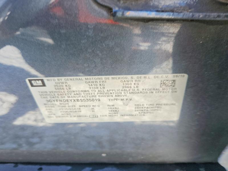 62810846 :رقم المزاد ، 3GYFNDEYXBS535019 vin ، 2011 Cadillac Srx مزاد بيع