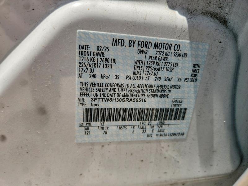 2025 Ford Maverick მანქანა იყიდება აუქციონზე, vin: 3FTTW8H30SRA56516, აუქციონის ნომერი: 64053946
