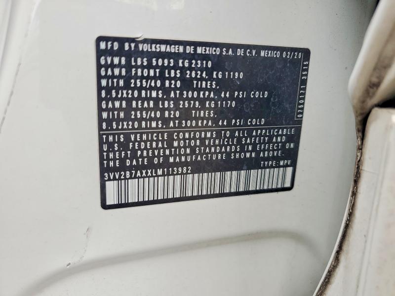 Продаж на аукціоні авто 2020 Volkswagen Tiguan, vin: 3VV2B7AXXLM113982, номер лоту: 61683786