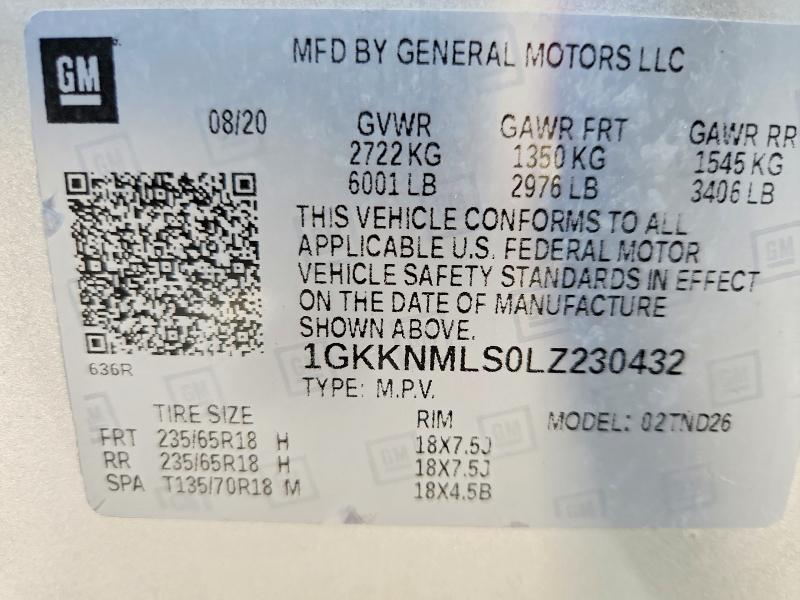 2020 Gmc Acadia მანქანა იყიდება აუქციონზე, vin: 1GKKNMLS0LZ230432, აუქციონის ნომერი: 65094616