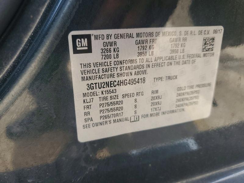 Продаж на аукціоні авто 2017 Gmc Sierra, vin: 3GTU2NEC4HG495418, номер лоту: 63407566