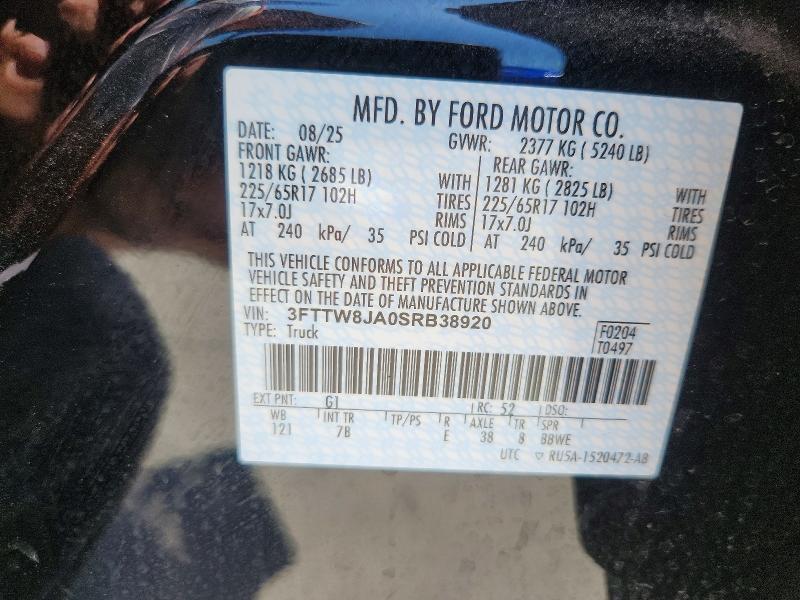 Продажа на аукционе авто 2025 Ford Maverick, vin: 3FTTW8JA0SRB38920, номер лота: 64785376