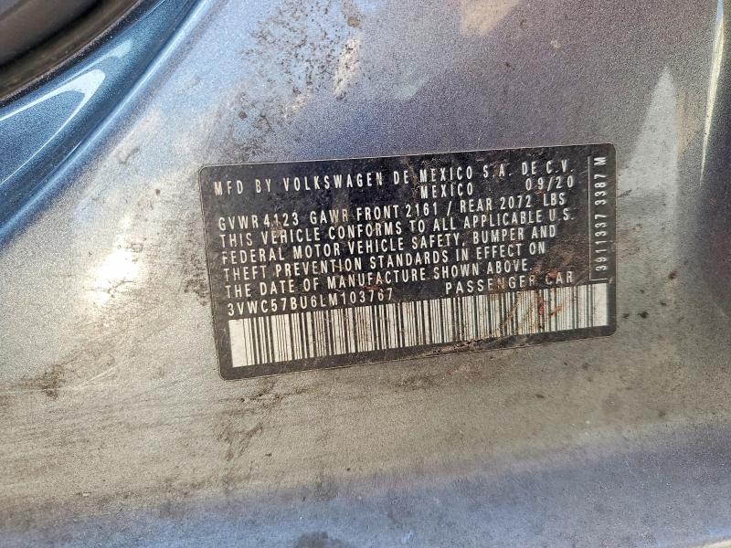 66500936 :رقم المزاد ، 3VWC57BU6LM103767 vin ، 2020 Volkswagen Jetta مزاد بيع