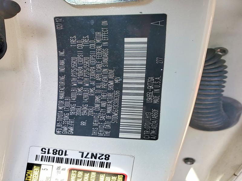 Aukcja sprzedaży 2012 Toyota Sequoia, vin: 5TDDW5G13CS063266, numer aukcji: 64767696